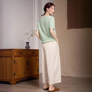 High Waist Casual Loose Apricot Pants
