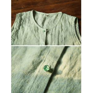 Cottagecore Style Ruffled Hem Linen Green Vest