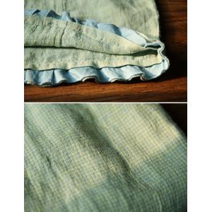 Cottagecore Style Ruffled Hem Linen Green Vest