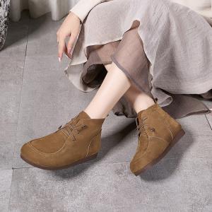 Fall Fashion Cowhide Tied Comfort Ankle Booties
