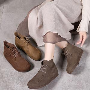Fall Fashion Cowhide Tied Comfort Ankle Booties