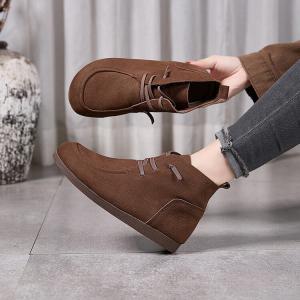 Fall Fashion Cowhide Tied Comfort Ankle Booties