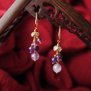 Elegant Beads Amethyst Earrings