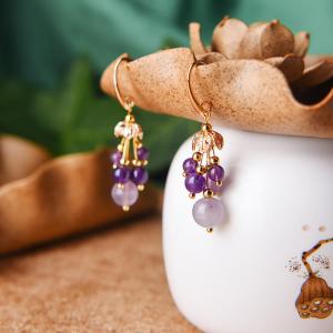Elegant Beads Amethyst Earrings