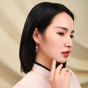 Elegant Beads Amethyst Earrings