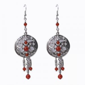 Ethnic Style Circle Agate Pendant Earrings