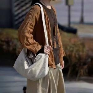 Jacquard Linen Casual Plain Shoulder Bag
