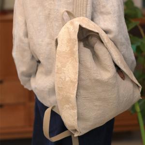 Lazy Day Jacquard Linen Beige Backpack