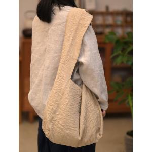 Simple Style Cotton Linen Pleated Shoulder Bag