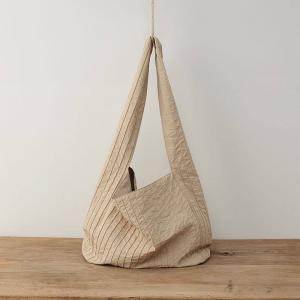 Simple Style Cotton Linen Pleated Shoulder Bag