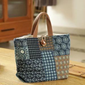 Printed Patchwork Buckle Small Rustic Hand Purse
