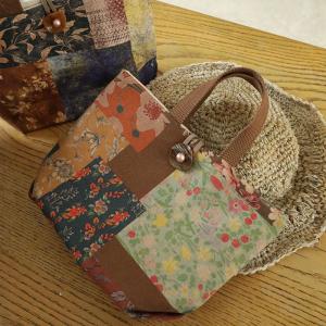 Printed Patchwork Buckle Small Rustic Hand Purse