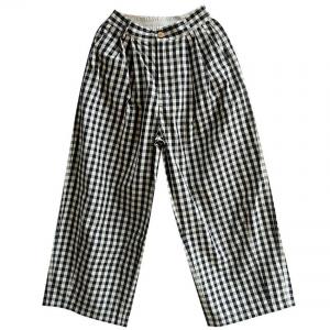 Rustic Chic Black Plaids Cotton Linen Loose Pants