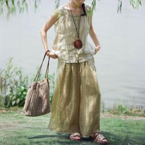 Lace Collar Oversized Linen Summer Vest