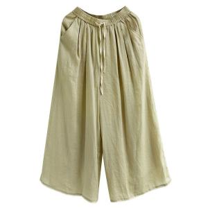 Tropical Drawstring Waist Ramie Palazzo Pants