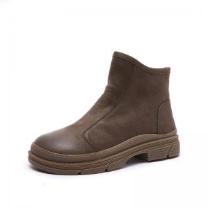 Wool Plush Lining Size Zip Leather Ankle Boots