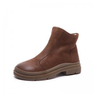 Wool Plush Lining Size Zip Leather Ankle Boots