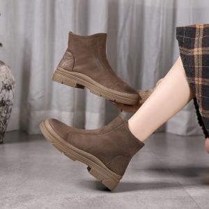 Wool Plush Lining Size Zip Leather Ankle Boots