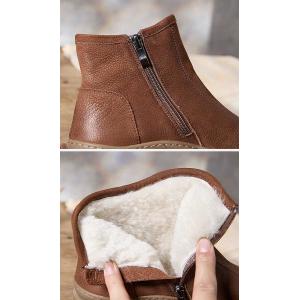 Wool Plush Lining Size Zip Leather Ankle Boots