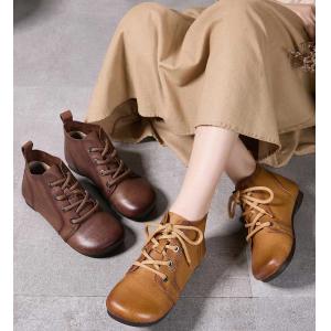 British Chic Lace Up Leather Ankle Boots