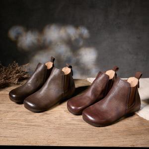 Casual Slip-On Cowhide Chelsea Booties