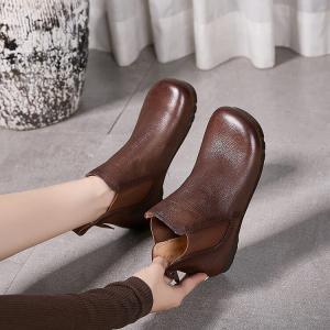 Casual Slip-On Cowhide Chelsea Booties