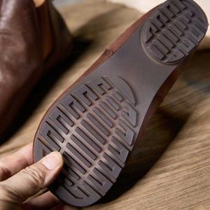 Casual Slip-On Cowhide Chelsea Booties