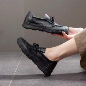 Comfort Wide Toe Leather Tied Loafers