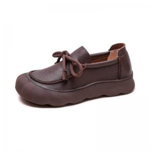 Comfort Wide Toe Leather Tied Loafers