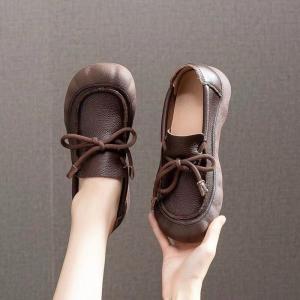 Comfort Wide Toe Leather Tied Loafers