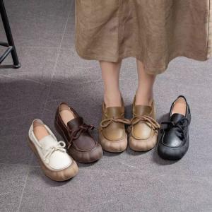 Comfort Wide Toe Leather Tied Loafers