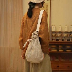 Jacquard Linen Designer Crossbody Bucket Bag