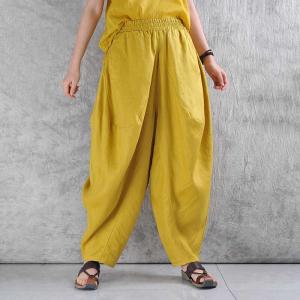 Comfort Linen Yellow Loose Elephant Pants