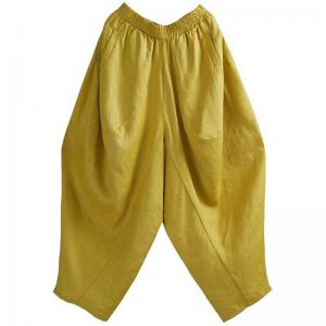 Comfort Linen Yellow Loose Elephant Pants