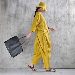 Yellow Designer Linen Bucket Hat