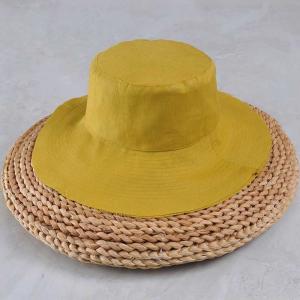 Yellow Designer Linen Bucket Hat