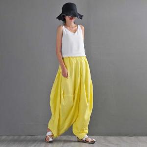 Pop Colors Tropical Linen Plus Size Harem Pants