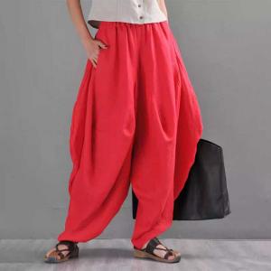 Pop Colors Tropical Linen Plus Size Harem Pants