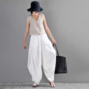 Pop Colors Tropical Linen Plus Size Harem Pants