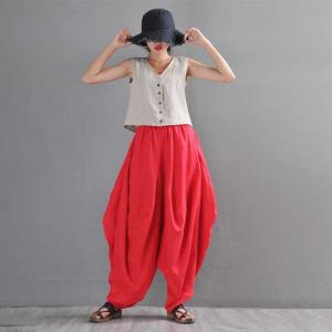 Pop Colors Tropical Linen Plus Size Harem Pants
