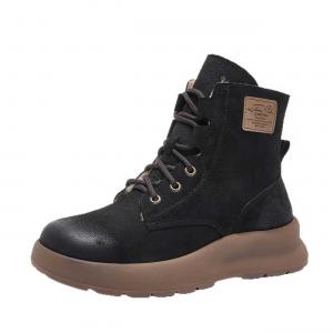 Plush Lining Leather Platform Martin Boots
