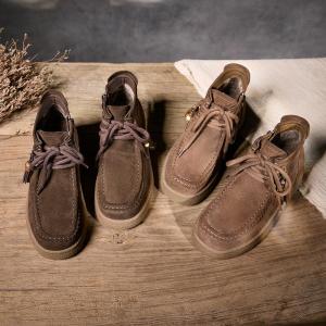 Beads Tassel Side Zip Winter Suede Boots