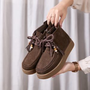 Beads Tassel Side Zip Winter Suede Boots