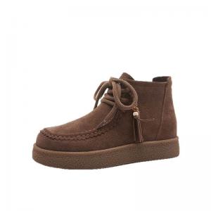 Beads Tassel Side Zip Winter Suede Boots