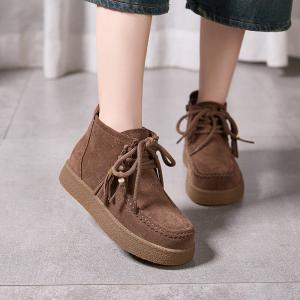 Beads Tassel Side Zip Winter Suede Boots