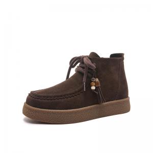 Beads Tassel Side Zip Winter Suede Boots