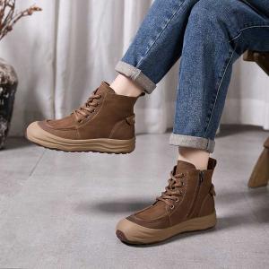 Fall Fashion Zip Up Leather Ladies Martin Boots