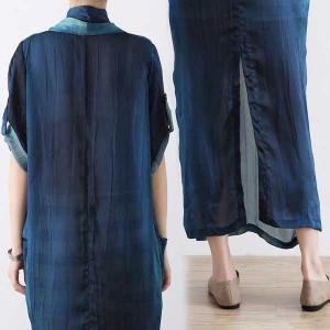 Gradient Blue Silky Maxi Front Cross Dress