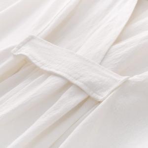 Modest Neutral Color High Waist Maxi Cotton Linen Dress