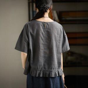 Blue Dots Ruffled Hem Summer Oversized T-shirt